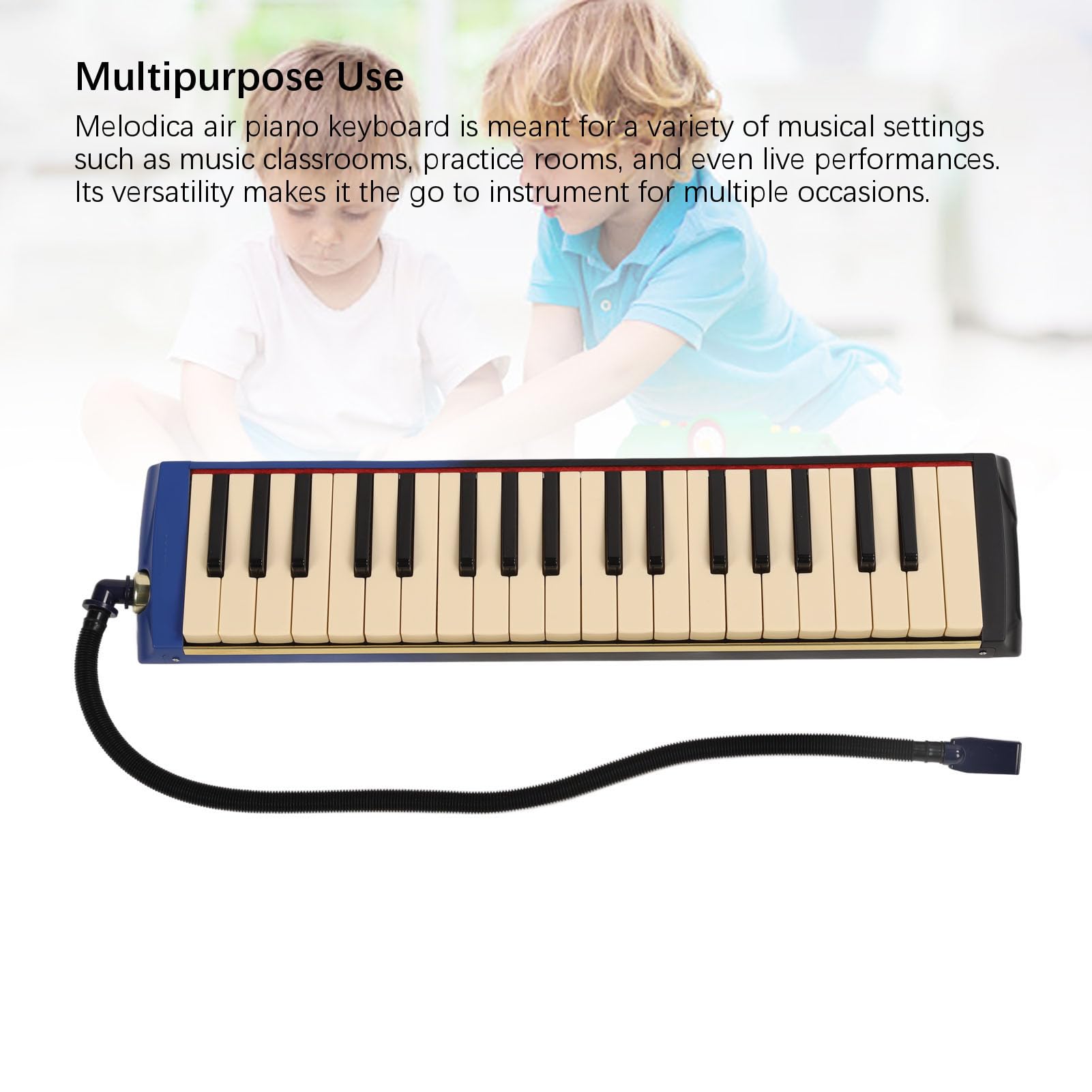 37 Klucz Melodica Instrument fortepian podwójne miękkie rurki 2 ustniki profesjonalna klawiatura powietrza z noszą worka muzyka naklejka dla początkujących studenci muzycy ABS