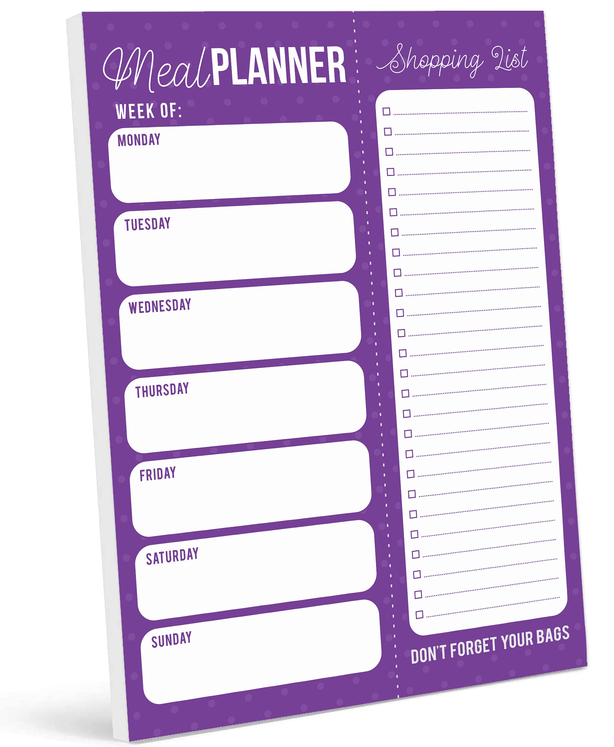 InkdotpotWeekly Meal Planner Notepad 7"x10”, Meal Planner" Magnetic Meal Planning Pad with Tear Off Grocery Shopping List for Fridge- Kitchen & Home - 54 Sheets -WN