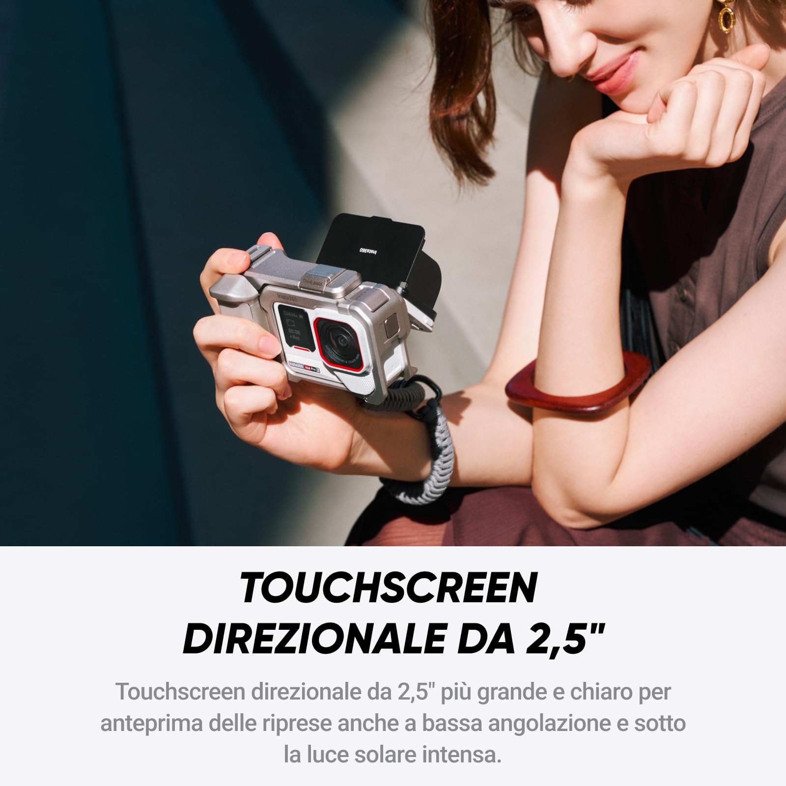 Insta360 Ace Pro 2 in Edizione Limitata Bianco Artico - Action Cam Impermeabile in 8K co-ingegnerizzata con Leica, sensore 1/1.3", doppio chip IA, superba in bassa luce, audio superiore