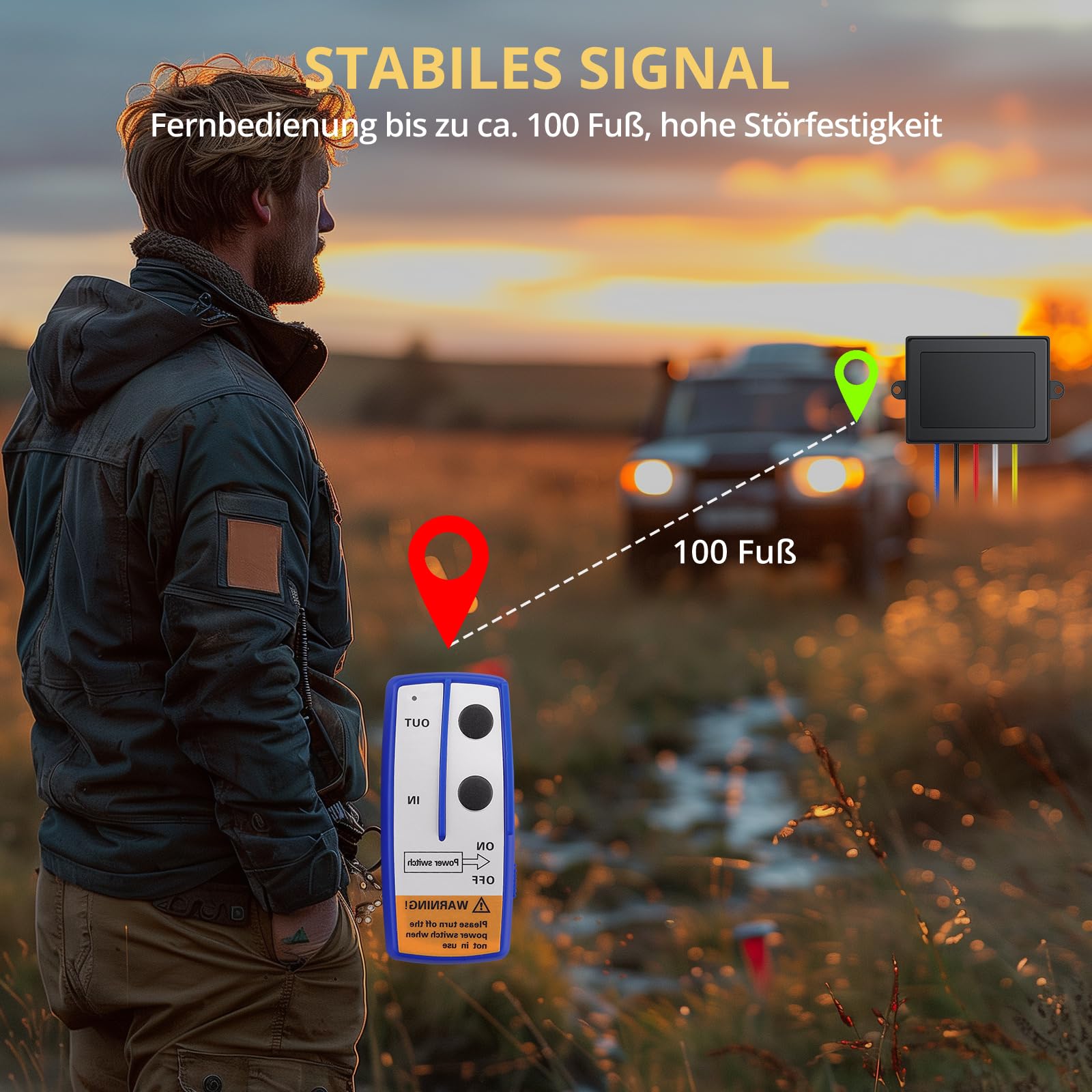 AMTOVL Fernbedienung für seilwinde 12V bis zu 30 m Seilwinde Fernschalter für Jeep ATV SUV