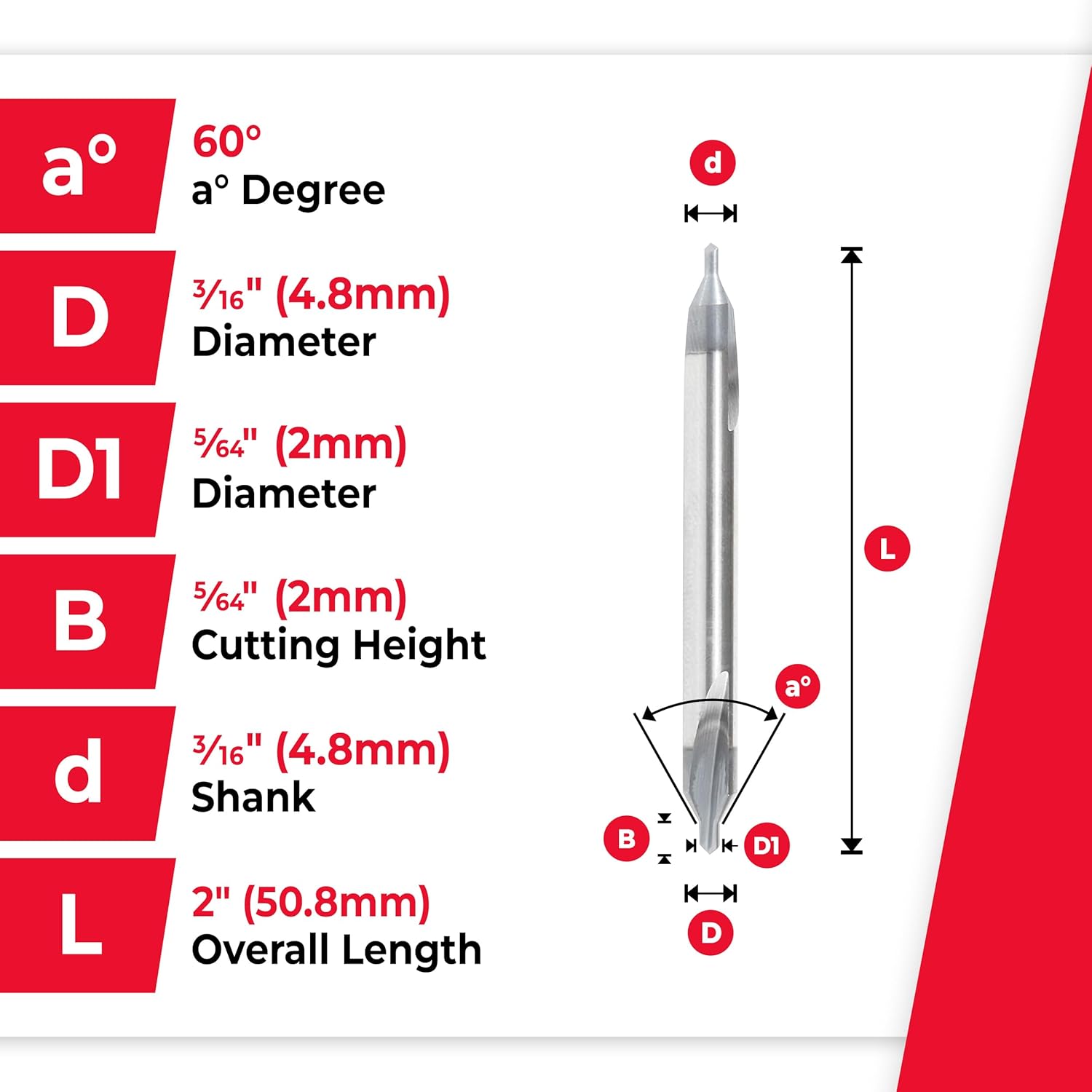 Amana Tool 51670 Solid Carbide CNC 118 Degree Point Center Drill Countersink Router Bit 60 Degree 3/16 Dia x 5/64 x 3/16 Shank High Performance AlTiN Coated