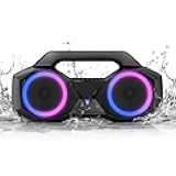 Bluetooth Speaker 80W(Peak)Loud with Bass, 20H Playtime, IPX7 Waterproof, RGB Lights, TWS, Large Portable Wireless Speakers for Outdoor, Home, Party, Pool, Beach, Tailgating, Gym, Work, Gifts (Black)