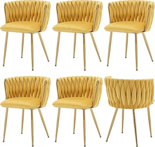 Miniatura 27 de Juego de 4 sillas de comedor de terciopelo, modernas sillas de comedor tapizadas con patas de metal dorado para comedor, tocador, cocina, sala de