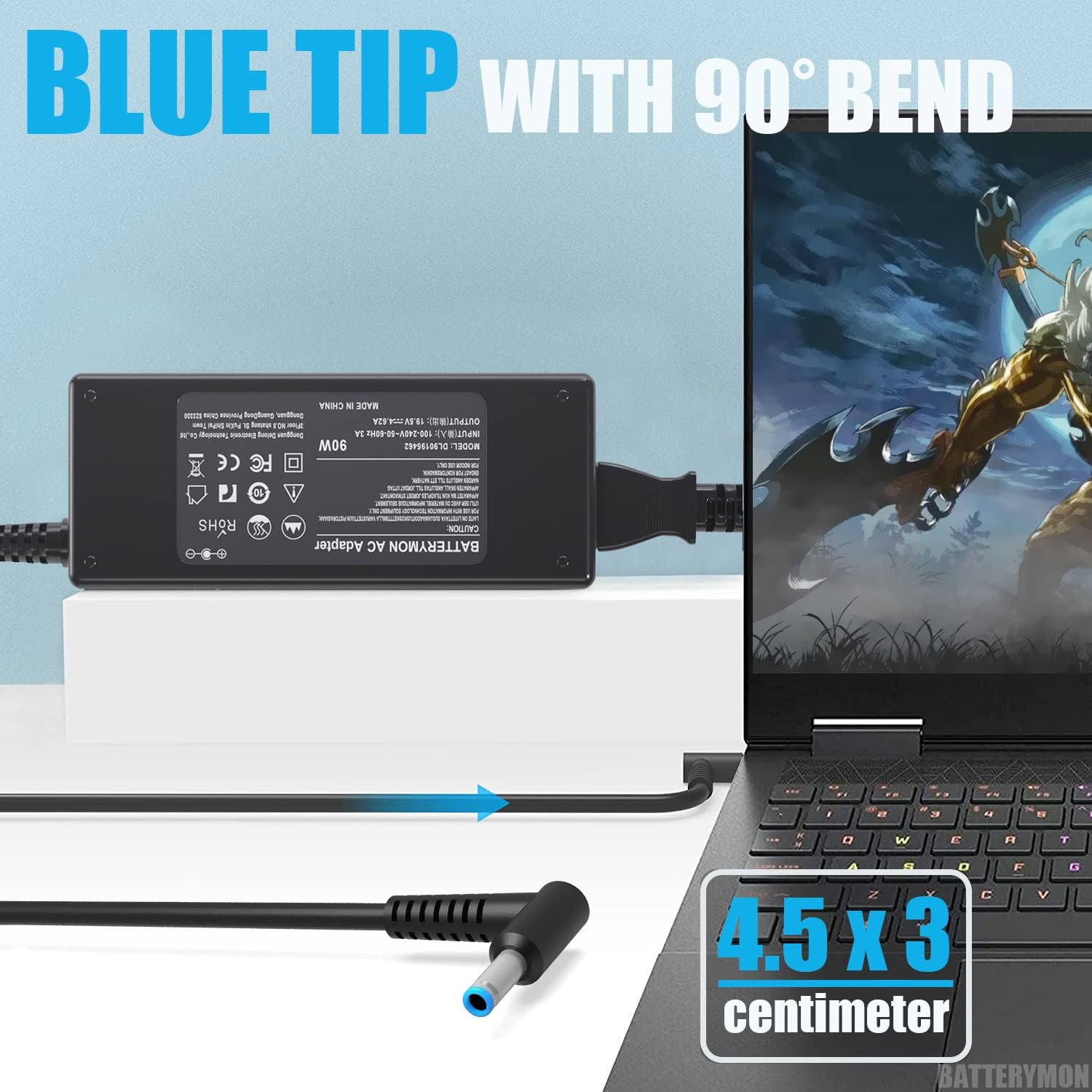 90W Laptop Charger Compatible with HP Envy X360 Charger 741727-001 710413-001 710414-001 709986-003 740015-001 854117-850 PPP009C M6 M7 Envy 15-j 17-j EliteBook Folio 1040 G1 Probook 640 G3 Power Cord