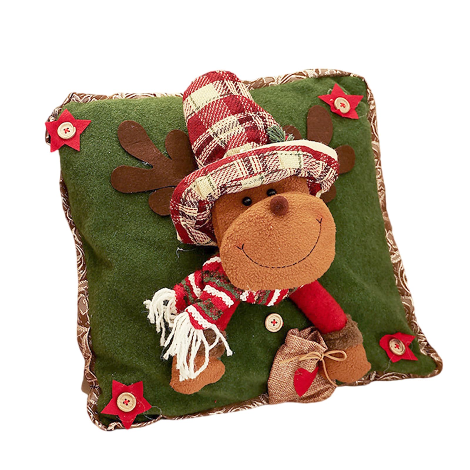 Msioytog Throw Pillow Case 41x41cm, Santa Snowman Reindeers Home Pillow Cushions Covers for Lounges or Bedroom Cushions Case