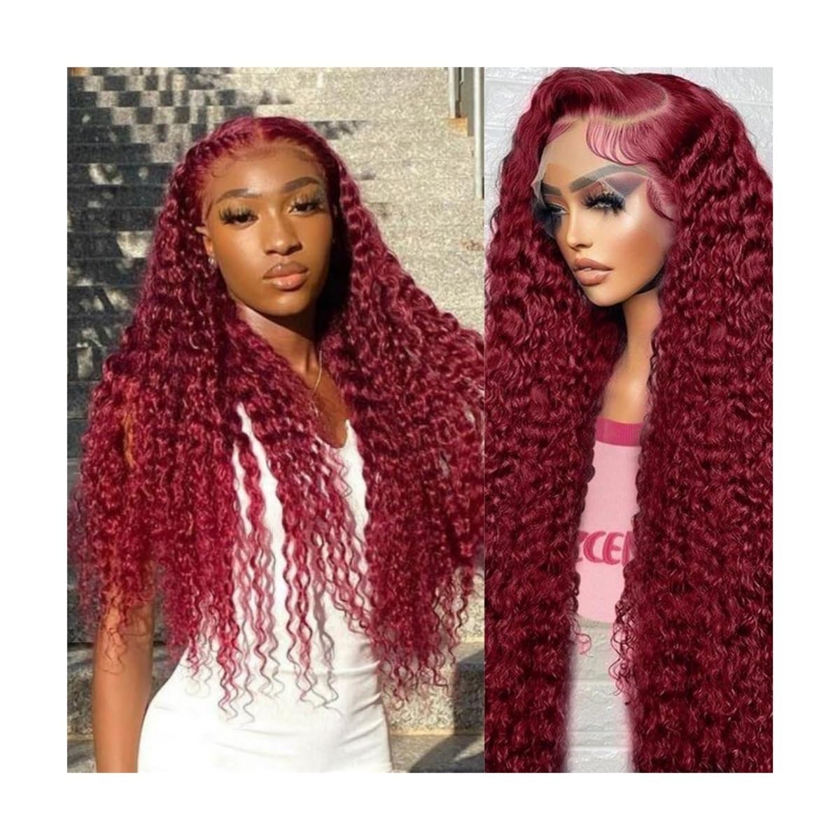 perücken Burgunder tiefe Welle 13 x 4 Echthaar 99J Lace Frontal Perücken brasilianische Wasserwelle Lace Front Perücke Perücke(20inches)