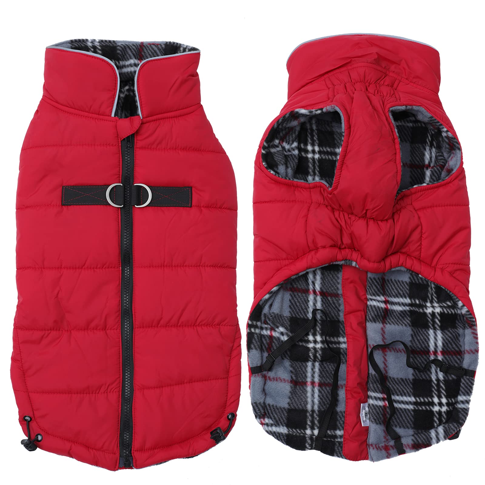 GeyeceteDog Winter Warm Coat - Windproof Snowproof Pet Outdoor Jacket for Small to Large Dogs - Red