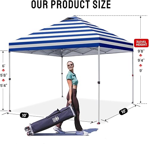 Miniatura 6 de Crown Shades - Tienda de campaña emergente de 10 x 10 pies - Tienda de playa con configuración de un solo toque - Sombrilla para sol al aire libre