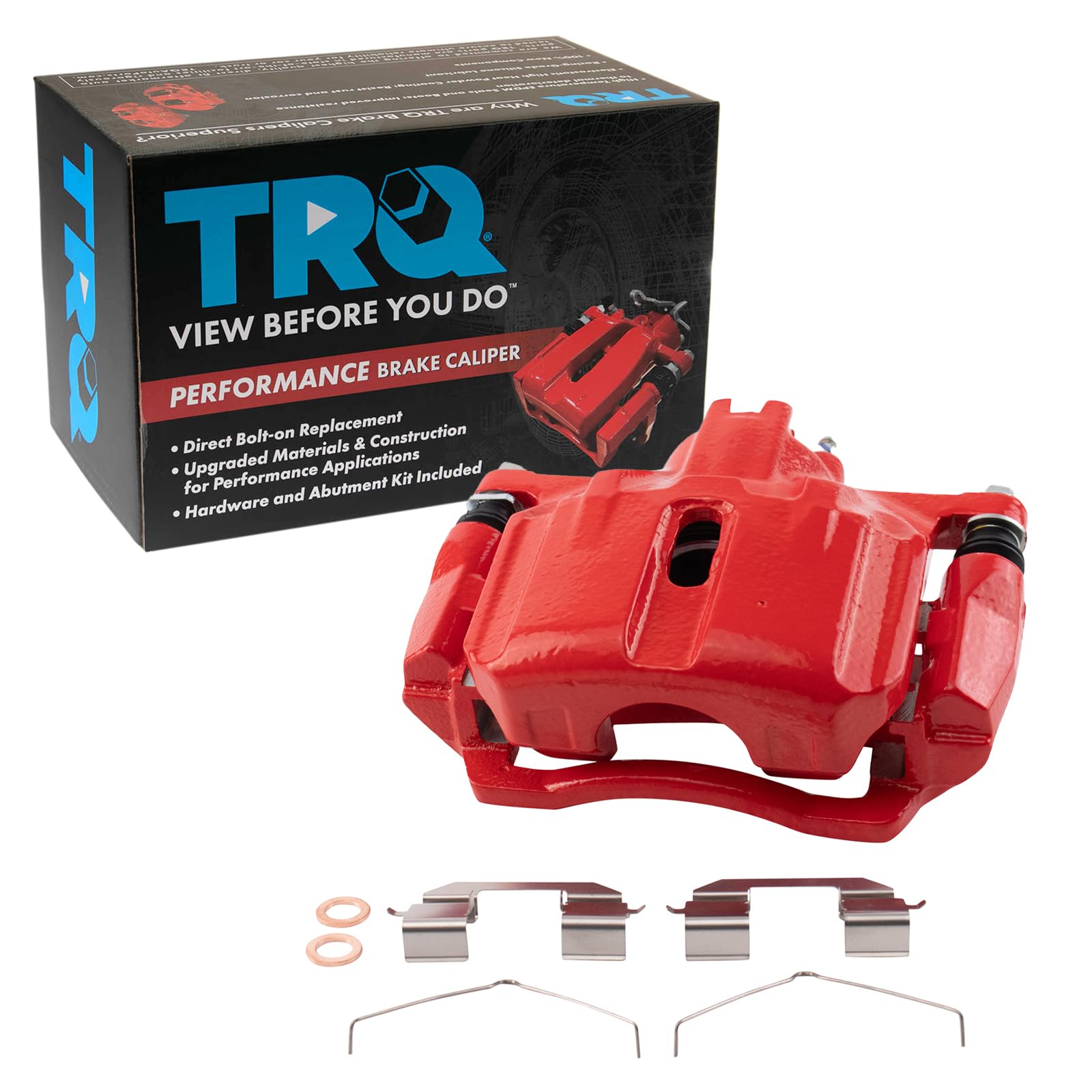 TRQ Front Left Brake Caliper w/Bracket Performance Red Drivers Side