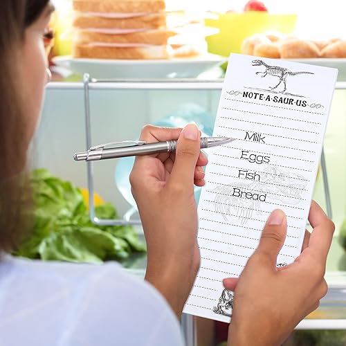 Miniatura 3 de Gersoniel Bloc de notas magnético de dinosaurio para refrigerador, paquete de 4 200 hojas para listas de compras y tareas, refrigerador,