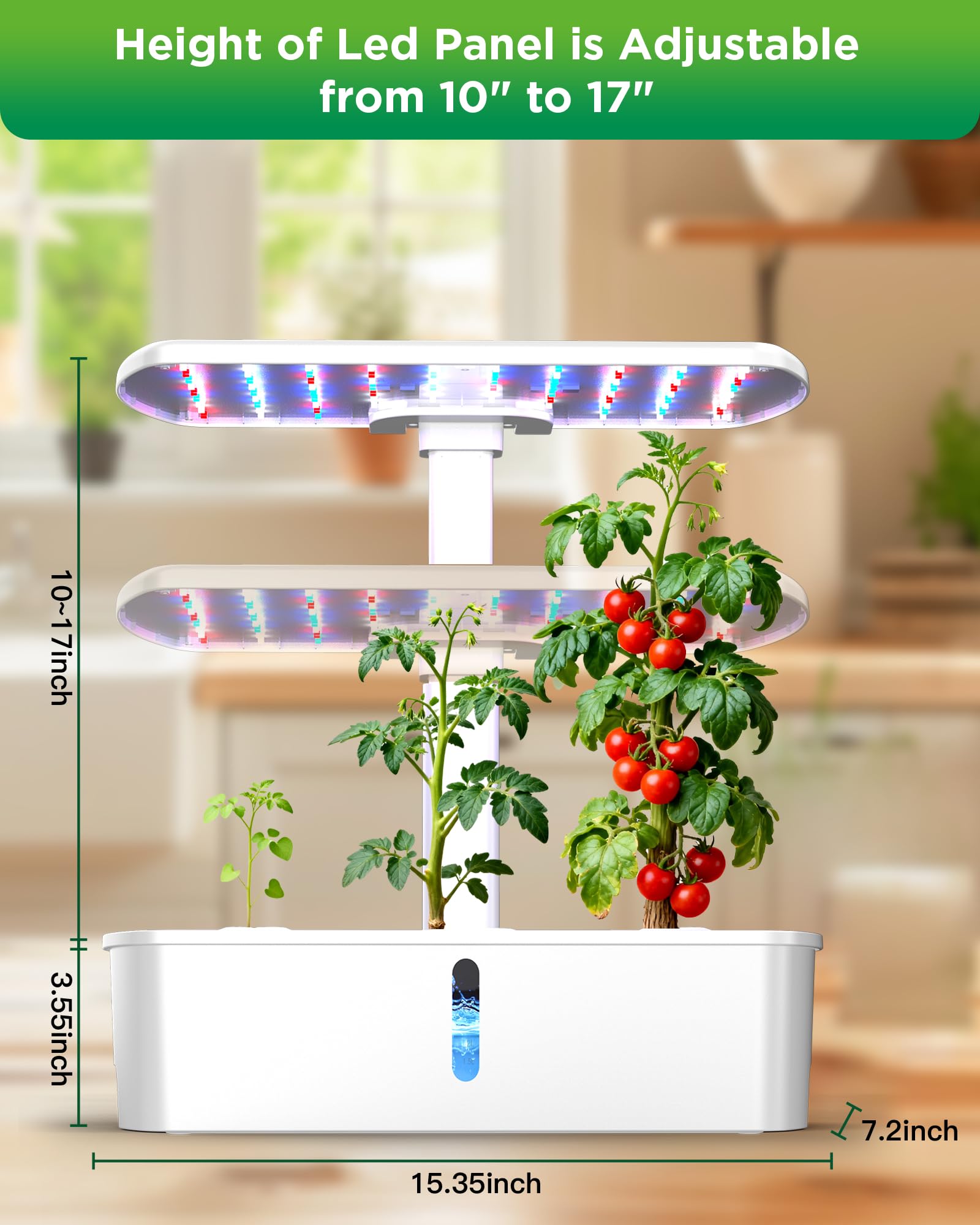 Kit per la coltivazione idroponica con 12 cialde, kit da giardino idroponico per interni con luce LED da 24 W, giardino interno intelligente, regolabile in altezza, timer automatico, pompa silenziosa