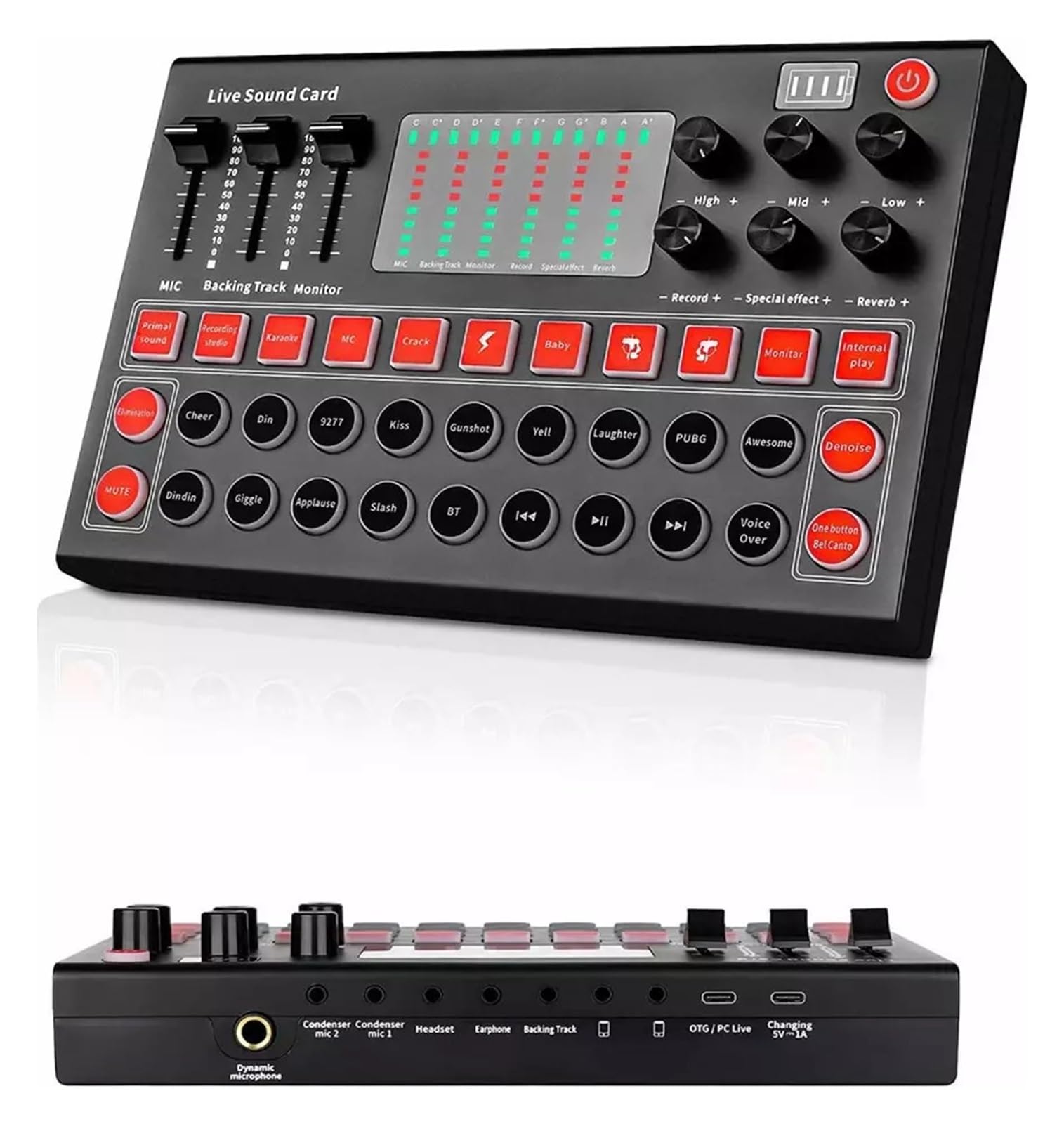 Mixer audio, M9 Canale Bluetooth Mini Scheda Mixer Effetti Digitali Riduzione Rumore Console Registrazione USB for Cantare BM800 2022(M9 BM800 PLUS)