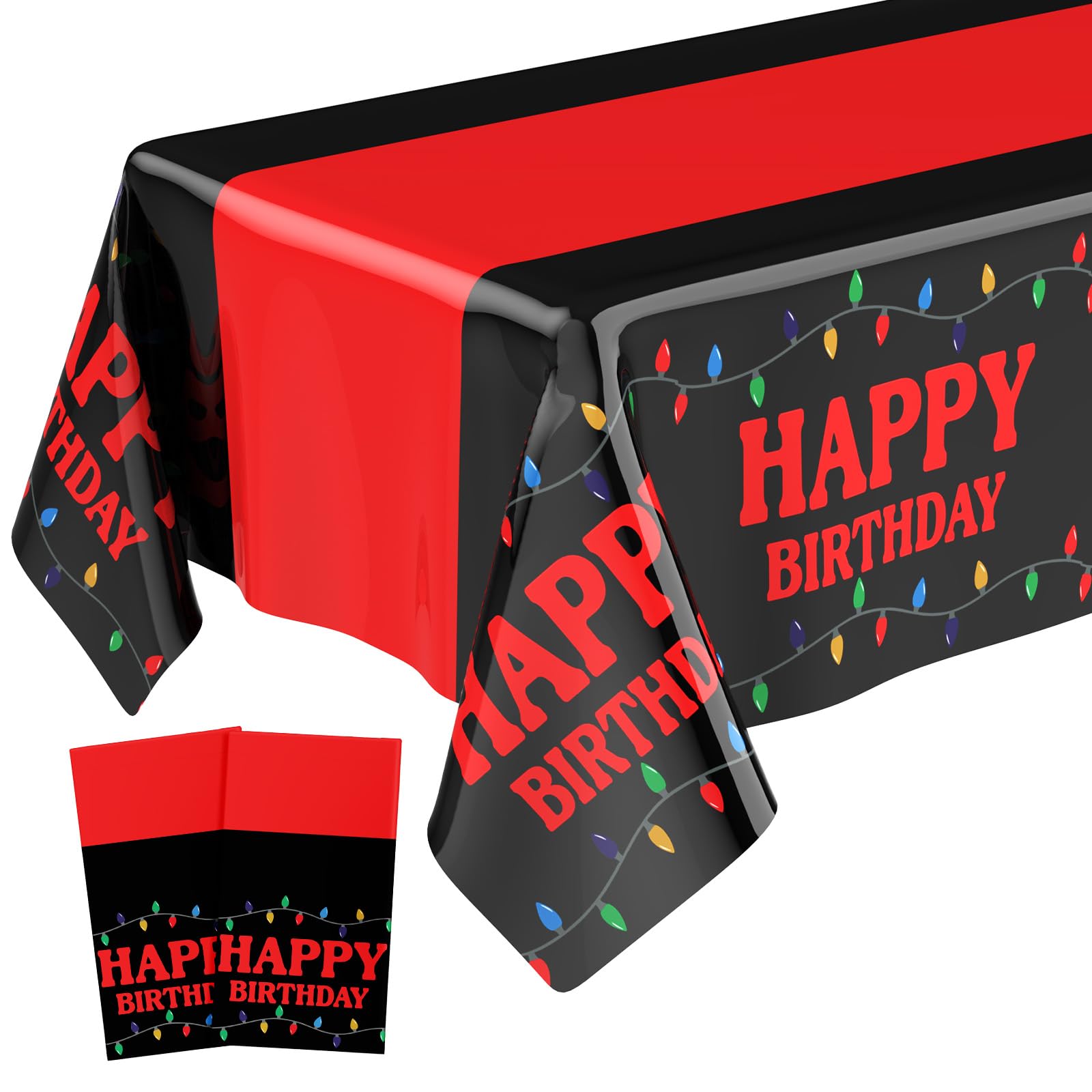 Photo 1 of Gilprop 2 Pcs Strange Themed Birthday Party Decorations Plastic Cute Birthday Tablecloth 108 x 54 Inches Disposable Rectangle Tablecover for Boys Girls Kids Baby Shower Party Supplies