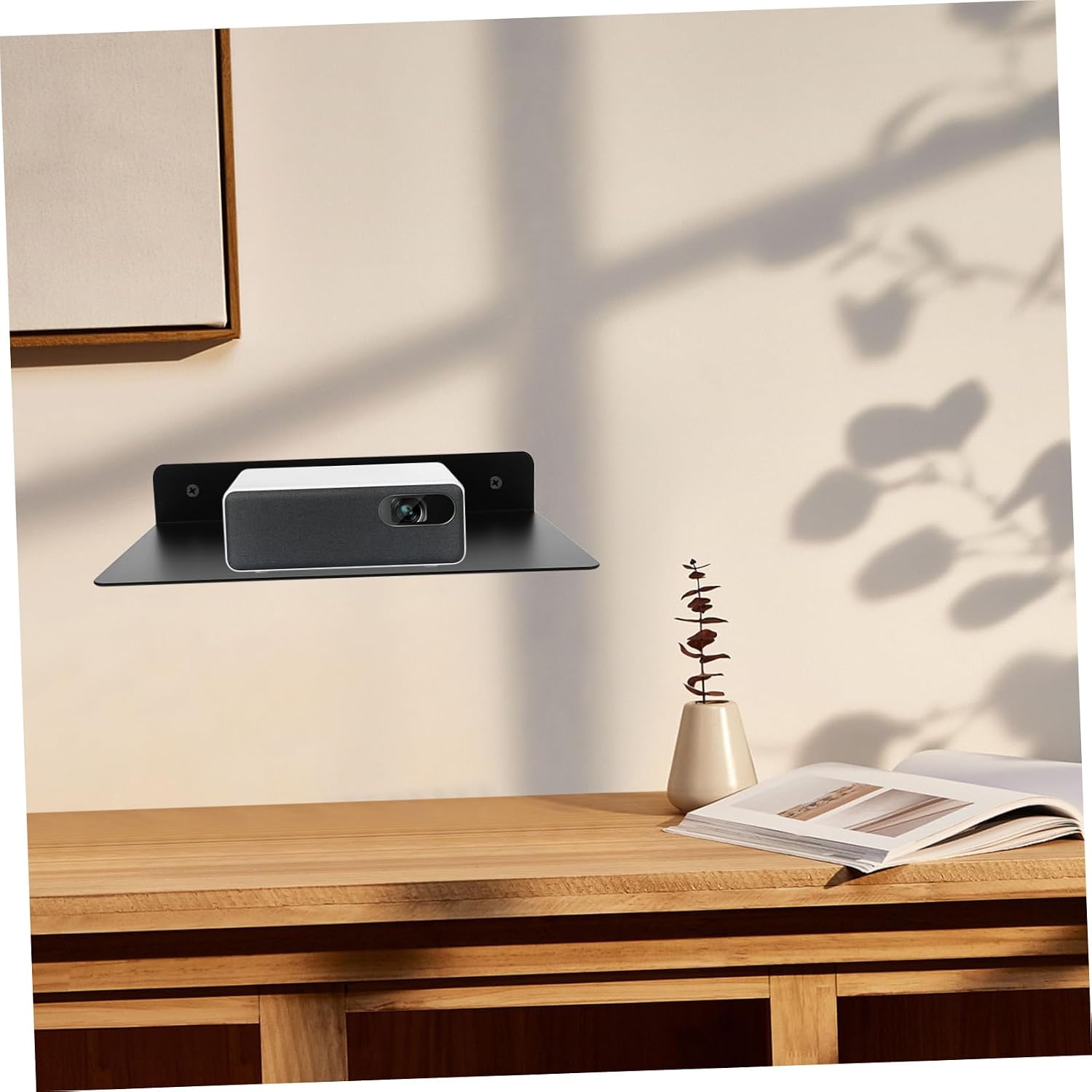 Luxshiny Wall Mounted Router Storage Rack Projector Holder for Tv Cameras Home Supplies Space Saving Stable Design Easy Installation No Drilling Required High Grade