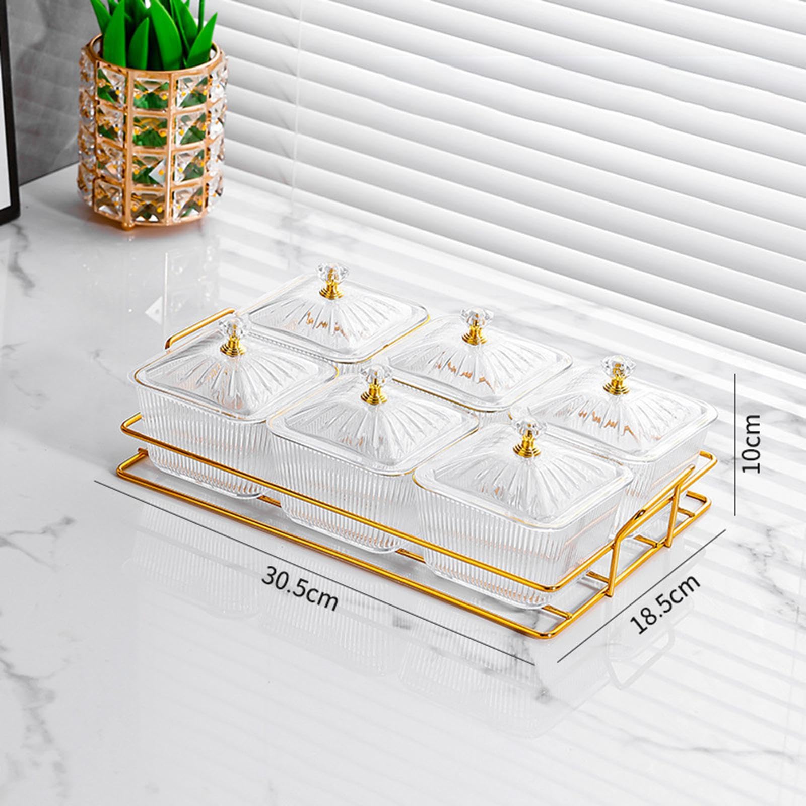 Vassoio da portata per antipasti con supporto, piatto per frutta secca, elegante presentazione di caramelle e snack, vassoio da portata diviso, per frutta secca, 6 snack