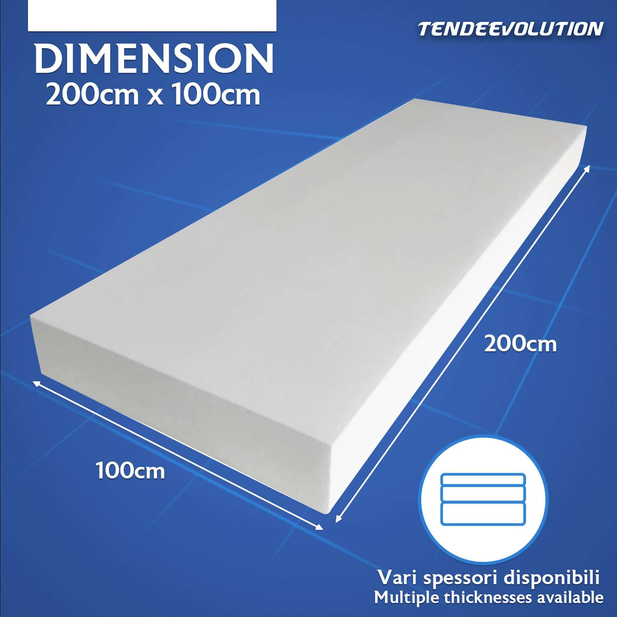 TENDEEVOLUTION Gęstość pianki do wypełnienia 18, 25 i 30, płyta 200 x 100 cm, grubość 1-10 cm, gąbka do wypełnienia sofy, poduszki z pianki poliuretanowej (gęstość 30, grubość 5 cm)