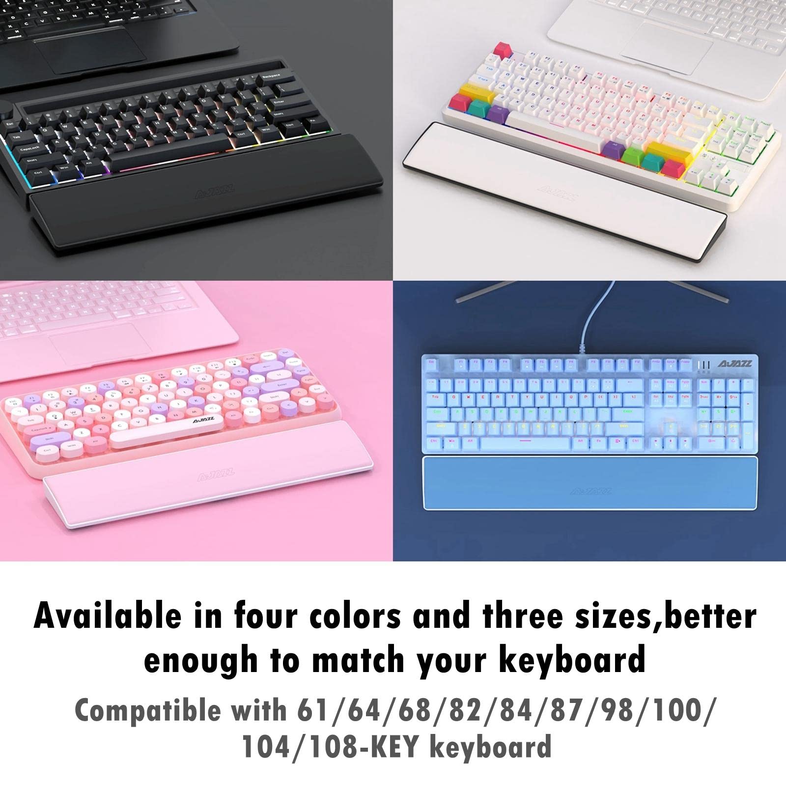 5 Satz PU Tastatur Handgelenkauflage Pad Anti-Rutsch Kissen für Desktop Computer Home 61 Tasten Schwarz