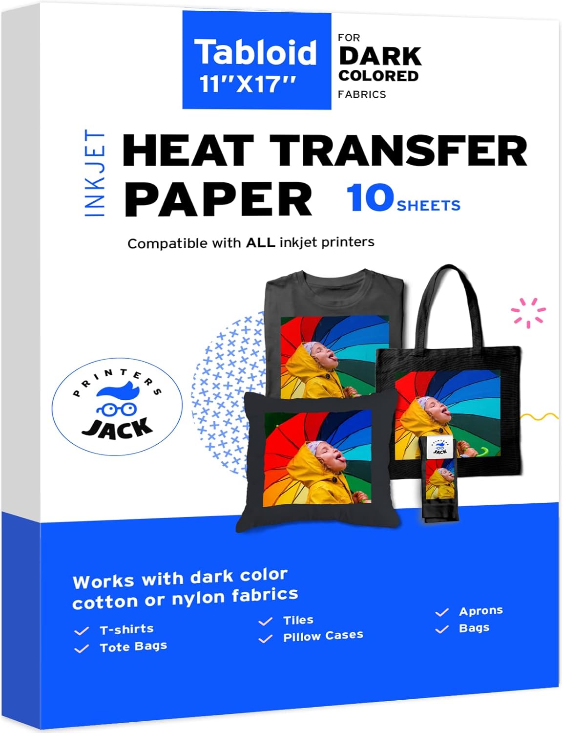 Printers Jack IronOn Heat Transfer Paper for Dark Fabric