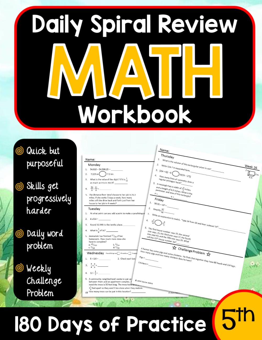 Daily Spiral Review Math Workbook for 5th Grade: Math Practice Workbook (Daily Spiral Review Math Workbooks)