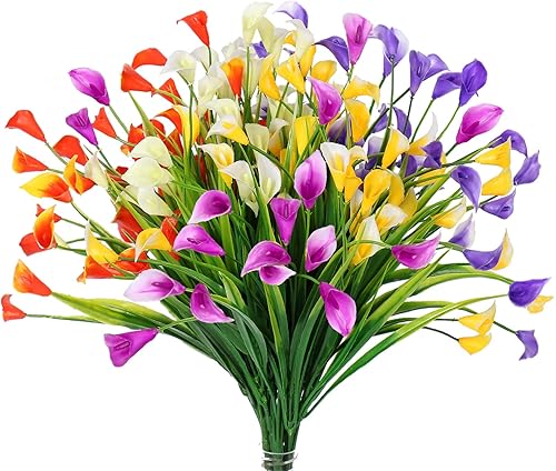 Miniatura 1 de Flores falsas para decoración, flores artificiales de lirio de cala para exteriores, resistentes a los rayos UV, flores artificiales para decoración