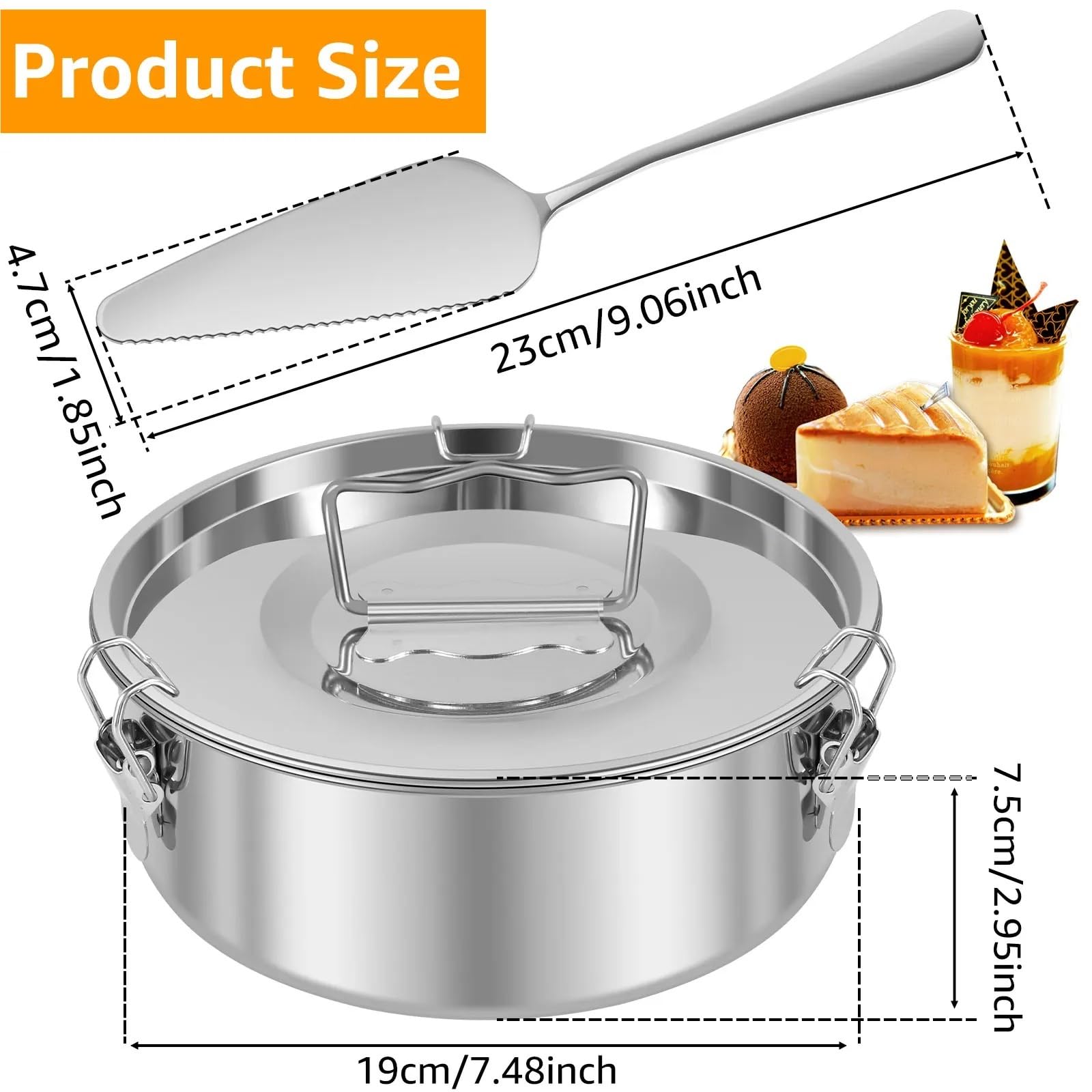 Molde redondo for flan de acero inoxidable de 1,5 cuartos | Molde for hornear pasteles, tartas de queso, pudines y postres.(19cm-1 set)