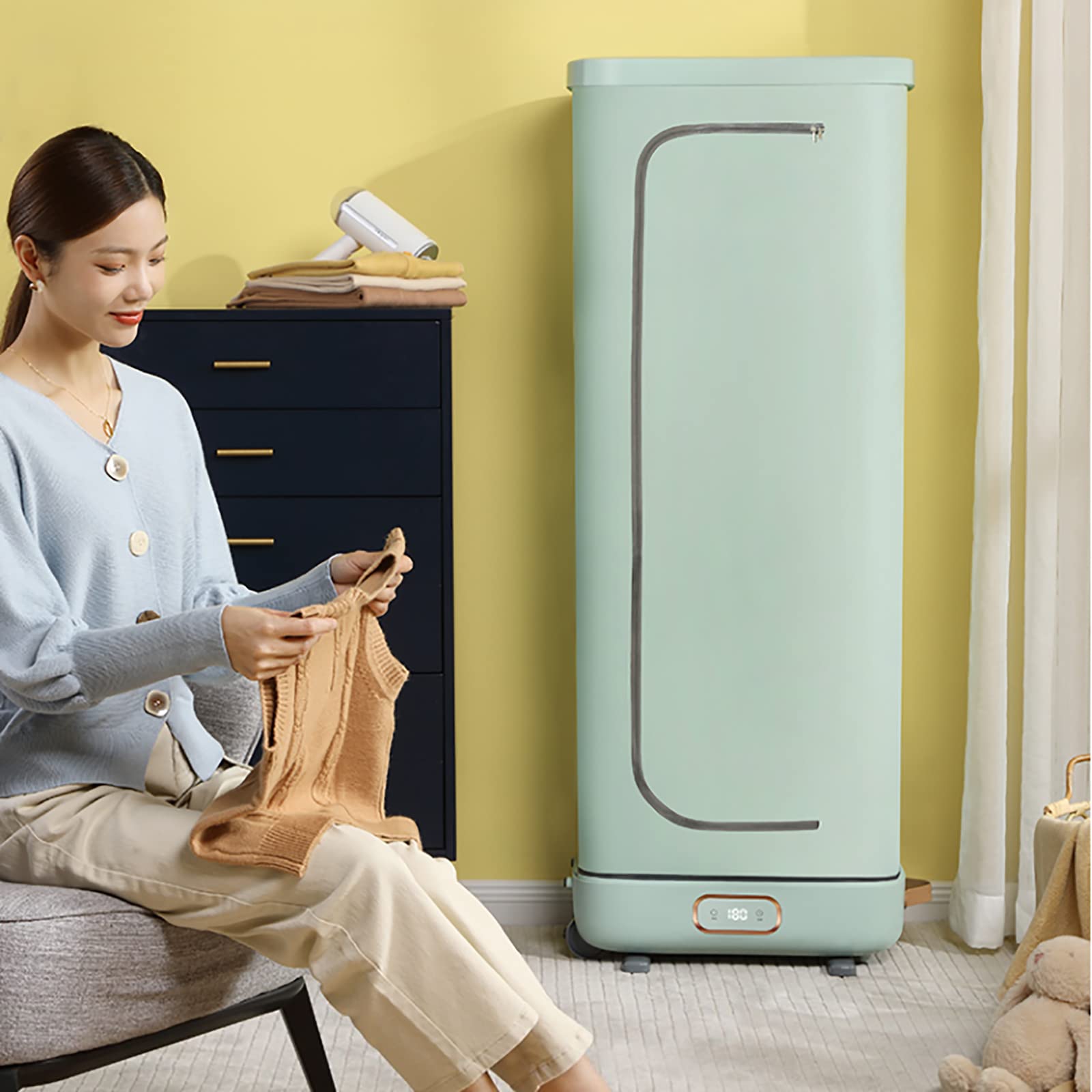 FAXIOAWA Sèche-Linge électrique 800 W, 0-180 Min, minuterie réglable, température constante 60 °, Grande capacité 8 kg, séchage Rapide
