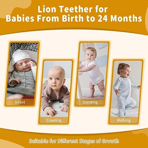 Miniatura 6 de FEISCS Lion - Mordedera de silicona para bebés de 0 a 6 años, 6 a 12 meses, regalos de ducha, fácil de sostener, sin BPA
