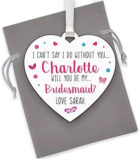 Will You Be My Bridesmaid PERSONALISED Plaque Gifts - I Can't Say I Do Without You Wedding Plaque - Will You Be My Flower Girl, Maid of Honour, Bridal Party Proposal Gifts from Bride - With Grey Bag