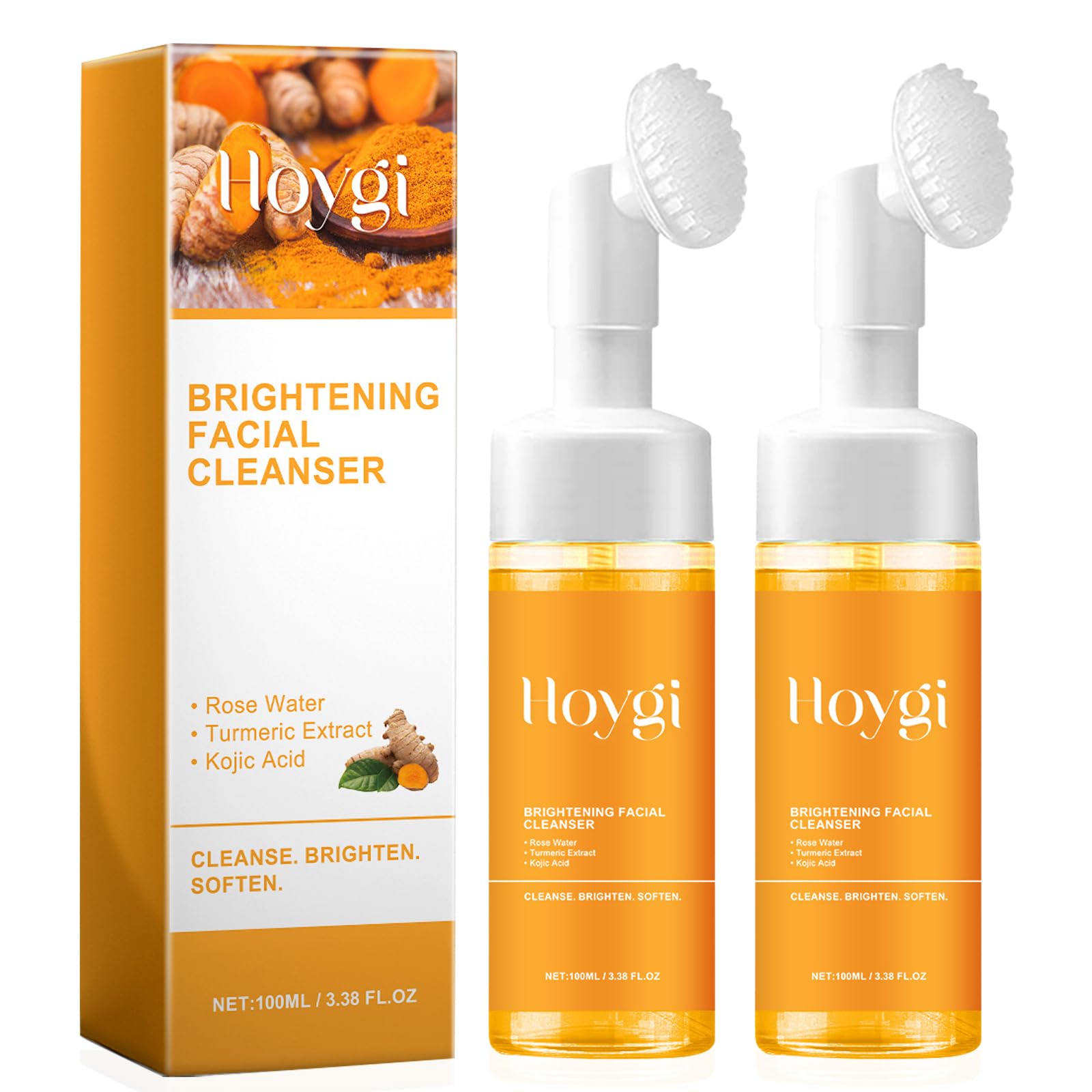 YOSXXCN 2PCS Turmeric Facial Cleanser, Foaming Face Wash for All Skin Deep Cleaning