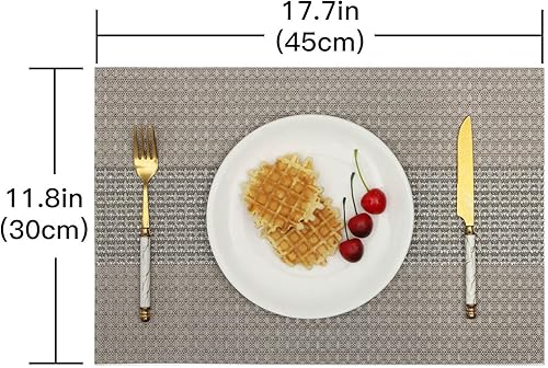 Miniatura 8 de Vinjiasin Juego de 4 manteles individuales con lentejuelas color marrón claro para interiores y exteriores, lavables, duraderos, resistentes al