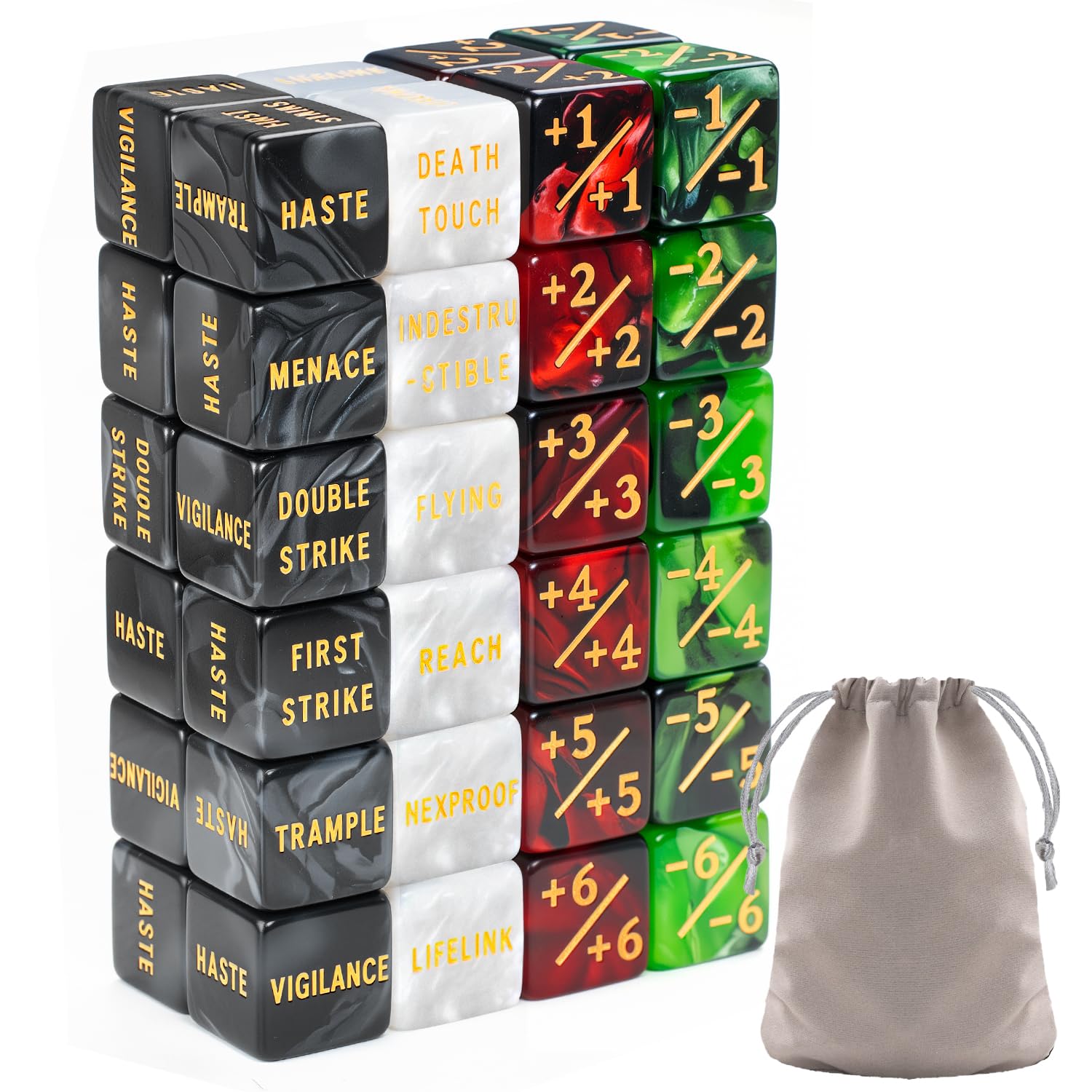 48 Pieces MTG Counter Token Dice Counters Keyword Counters Life Counter Tokens Dice Buff Tokens Compatible with Magic Card Game Accessories CCG Creature Stats (Green&red)