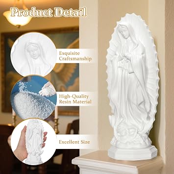Virgen de Guadalupe Statues, 7 Inch Virgin Mary Statue Small Modern Mexican Home Decor Mother Mary Statue Christian Figurine Miniature