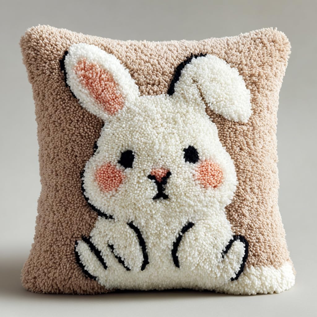 Henypt Cushion Latch Hook Kit,Crochet Kits Rabbit