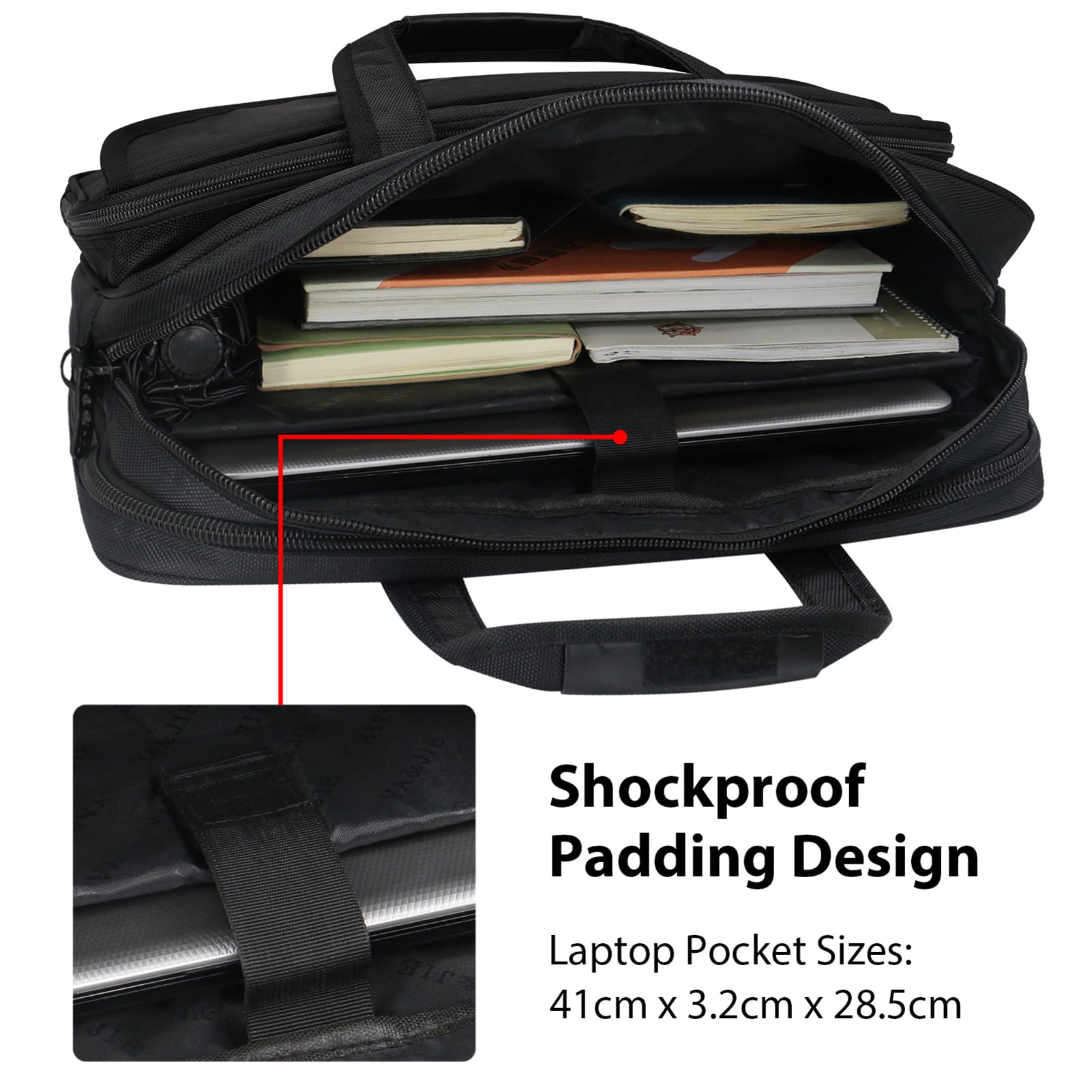 Taygeer Borsa Porta PC, 17 Pollici Borsa per PC Portatile Notebook Impermeabile Borsa a Tracolla per Laptop Borsa da Lavoro per Uomini Donne Insegnanti Affari Viaggi Universitari, Nero