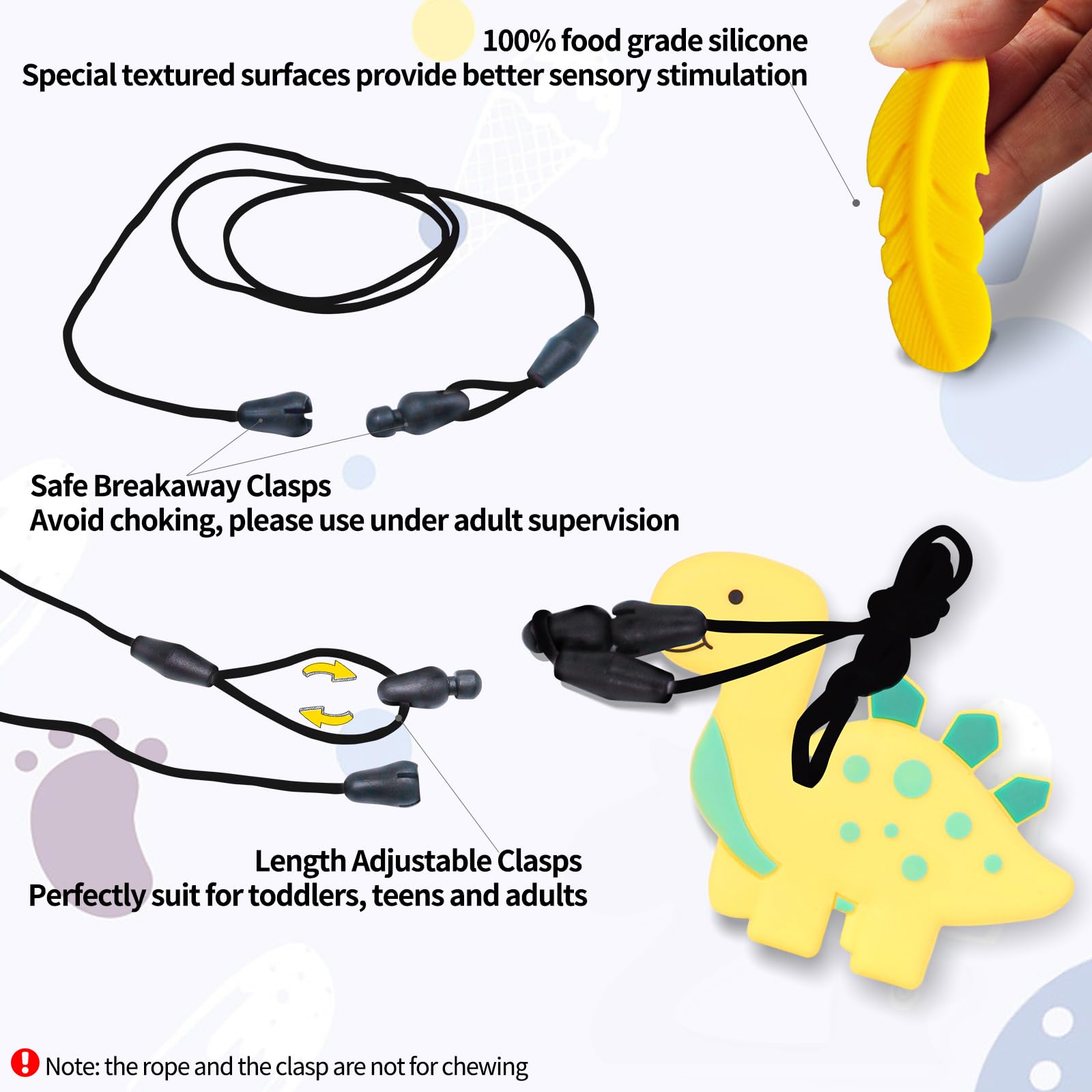 6 Collane Masticabili Per Bambini - Silicone Alimentare - ADHD, Autismo