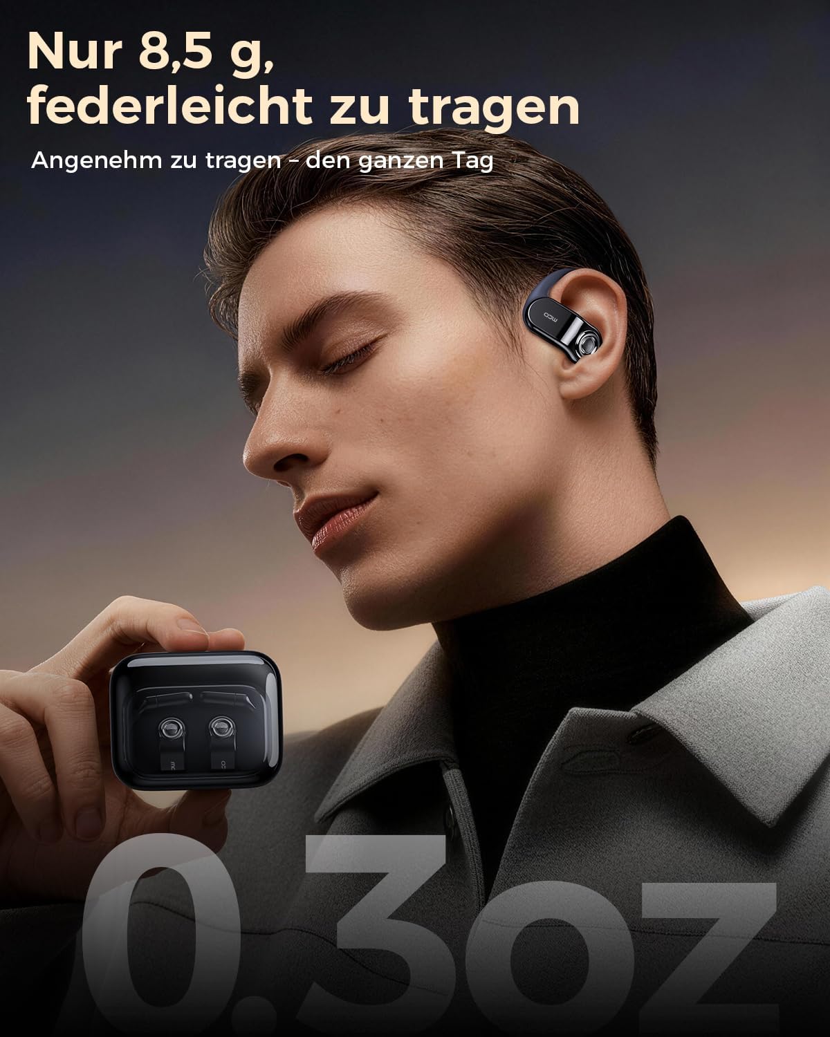 OJW Casque Bluetooth ouvert avec batterie remplaçable et batterie de rechange, jusqu'à 96 heures de lecture, casque Bluetooth avec microphone ENC, étanche IPX7 pour le sport, compatible avec iOS et