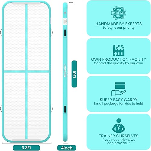 Miniatura 6 de Colchoneta inflable de gimnasia de 10131620 pies, 48 pulgadas de grosor, con bomba de aire eléctrica para el hogar, entrenamiento, animadoras, yoga