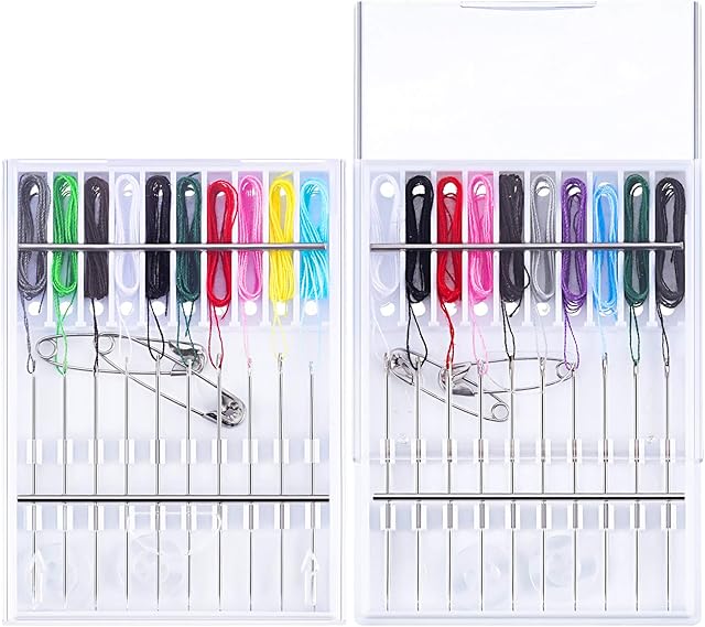 2 Boxes (20 Pieces) Pre Threaded Needle Kit Assorted Color (White Box)