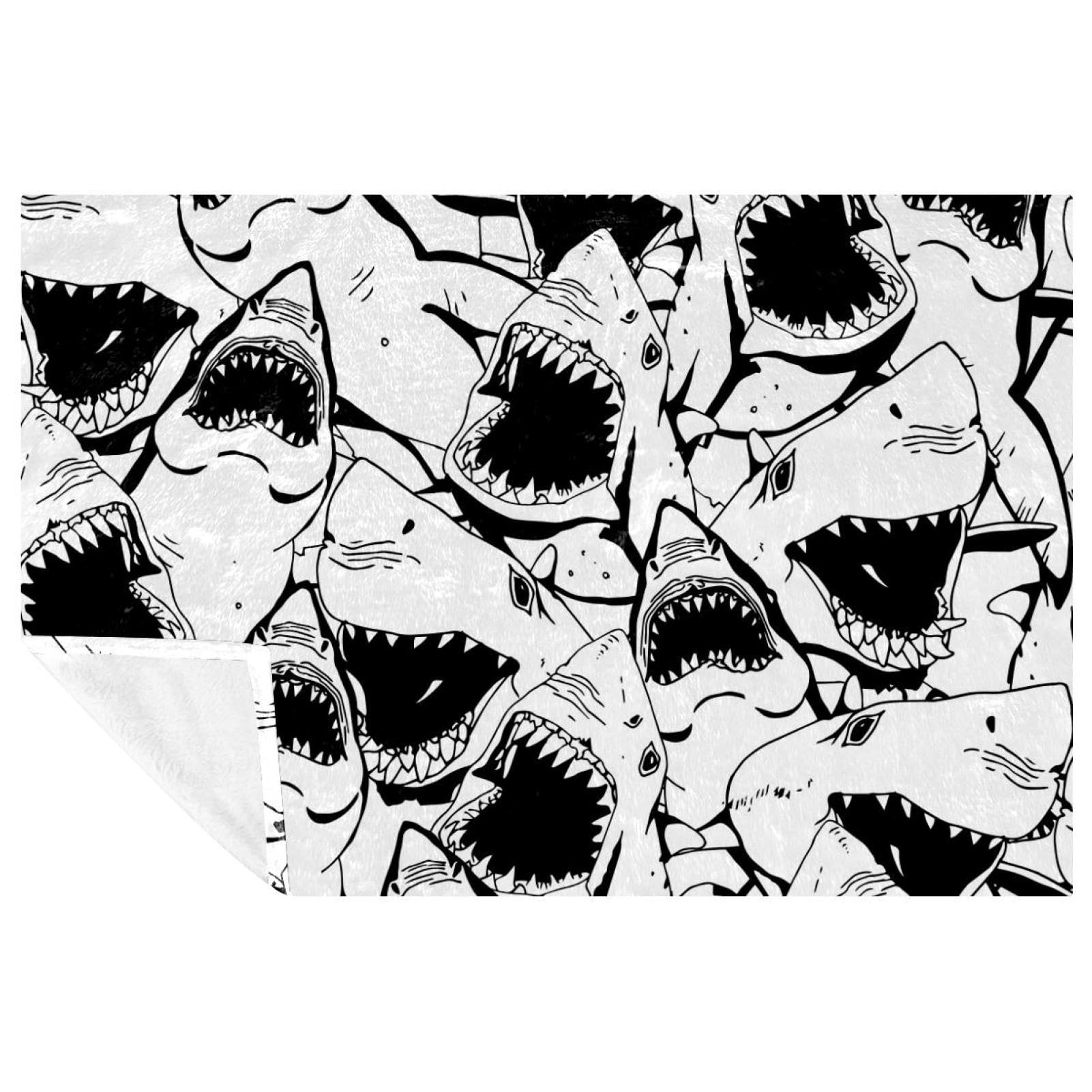 Couverture chaude Angry Shark contre le froid en camping et plage