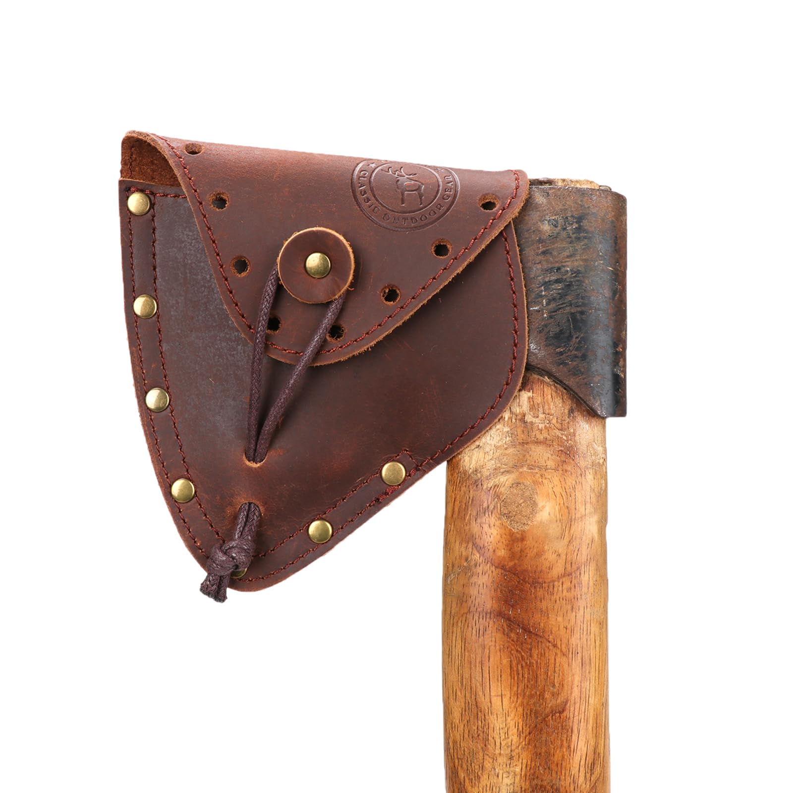 Tourbn Tourbon Outdoor Camping Leather Hatchet Sheath Axe Head Cover Durable Ax Protector with Drawstring Blade Safety Sleeve, Brown