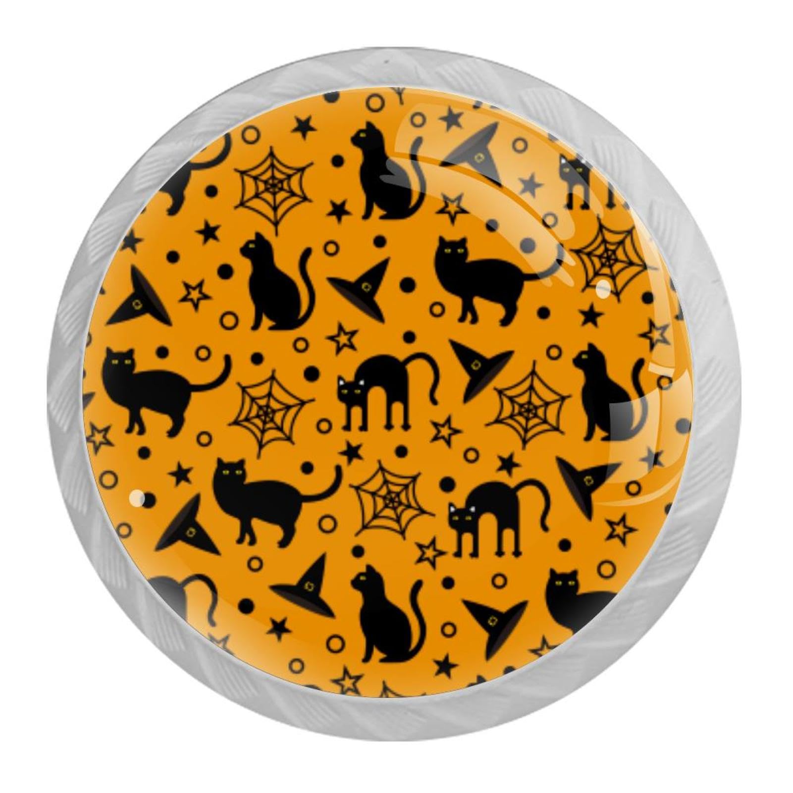 Tqmspg Multi13 4 Pieces Drawer Pulls Halloween Cats Door Knobs Dresser Handles For Kitchen Wardrobe Cupboard Hardware Furniture