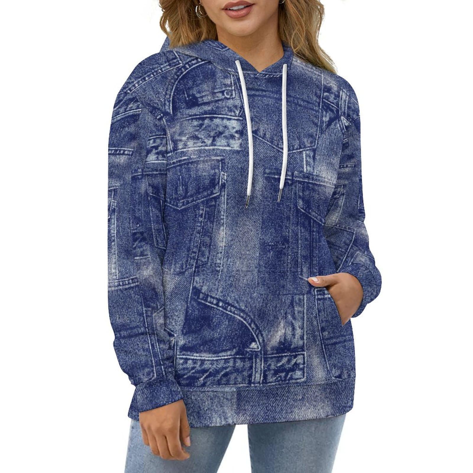 Amazon.co.jp: メンズ パーカー デニム柄 スウェットパーカー フード