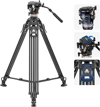 ビデオカメラ・三脚 Amazon.co.jp: NEEWER 197cmビデオ三脚 カメラ三脚 フルードヘッド付き