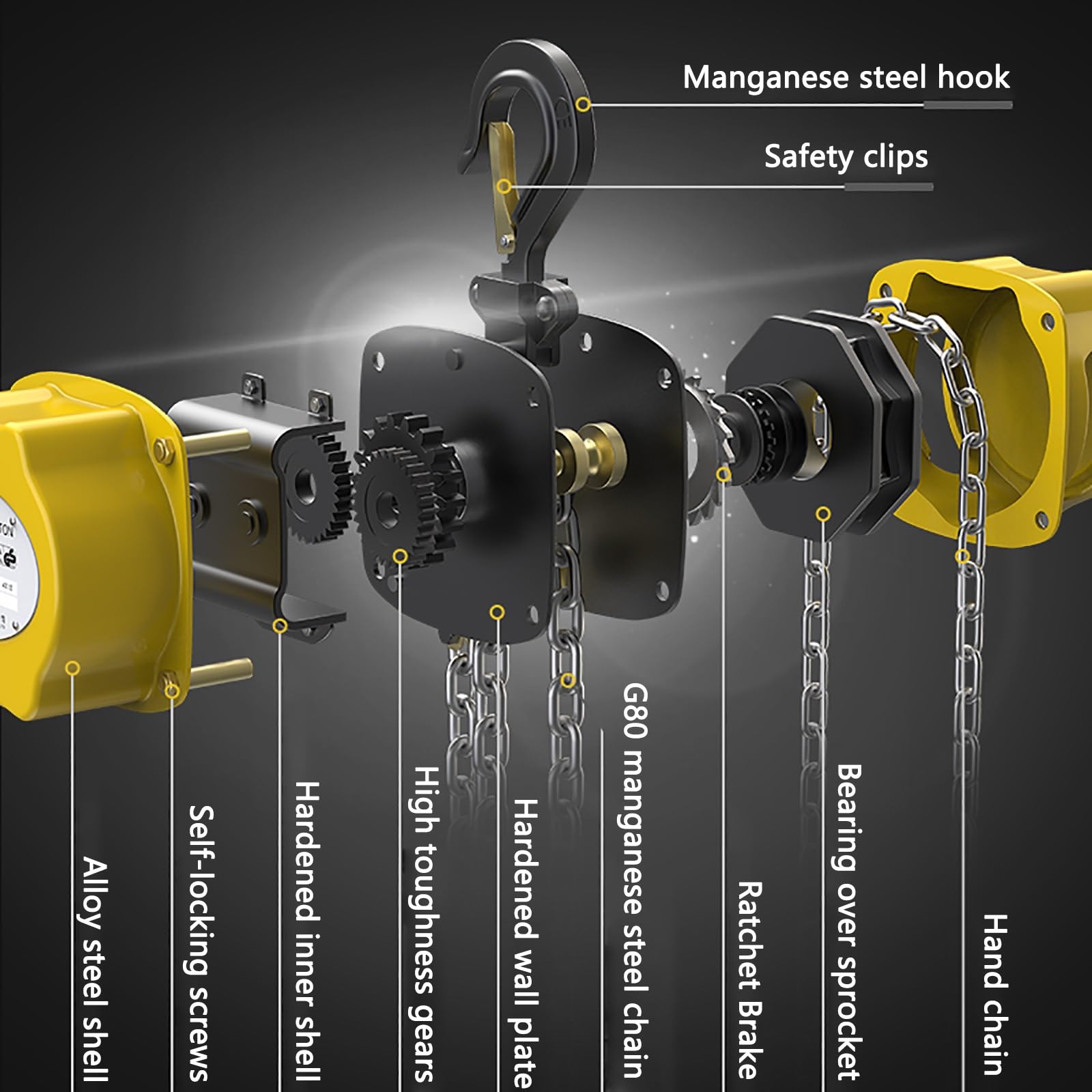 Mini-Kettenzug 1/4 Ton - 550lbs, Hand Lift Chain, Ratchet G80 Chain Fall Hoist, Safety Hooks - Portable Manual Hoist for Garagen, Lagerhäuser(3M/10FT)