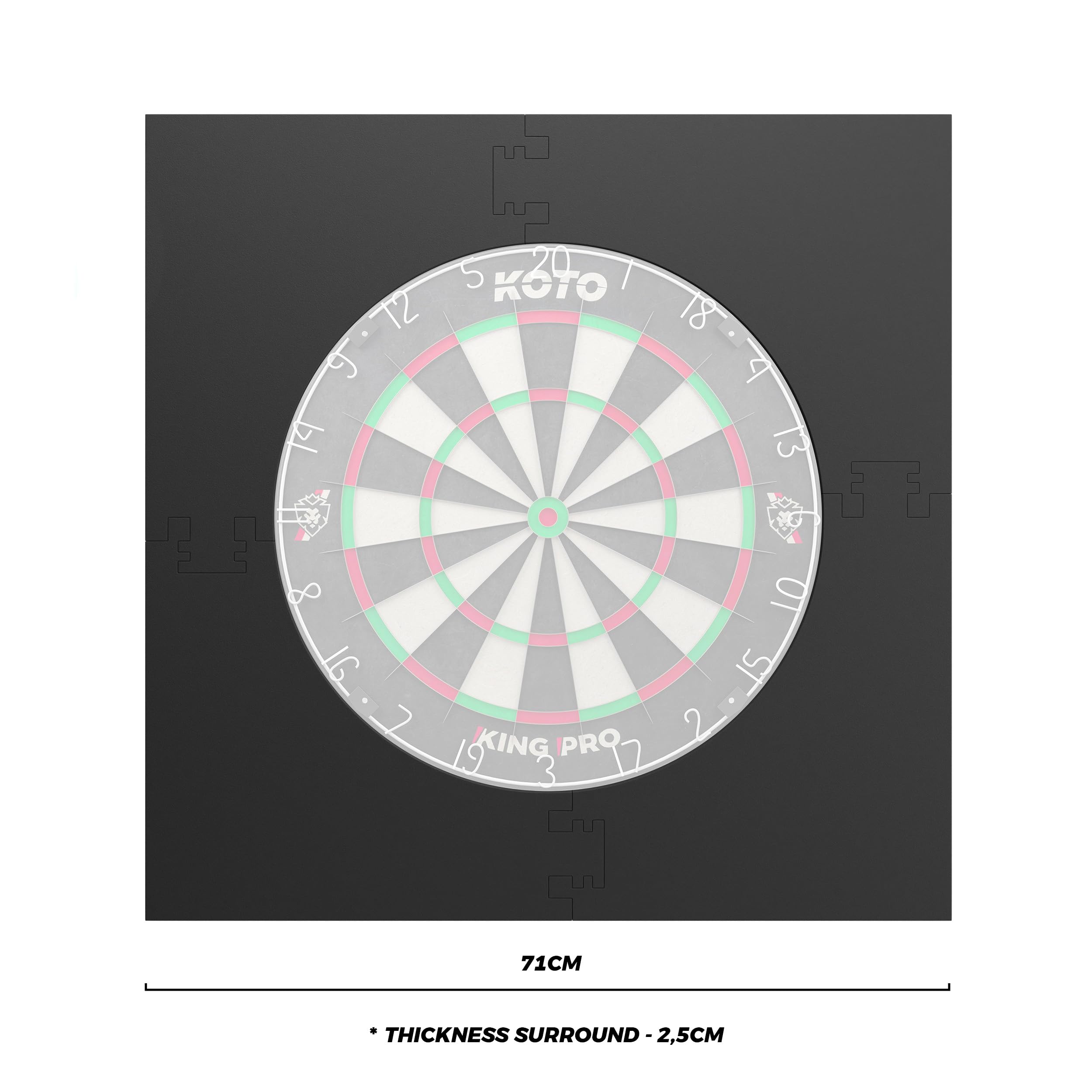 KOTO – Protezione per Freccette (Surround) 4 Pezzi Quadrato Nero (13,5 cm), Protezione per Muro in Eva Durevole, Evita Danni a Pareti e Punte delle Freccette