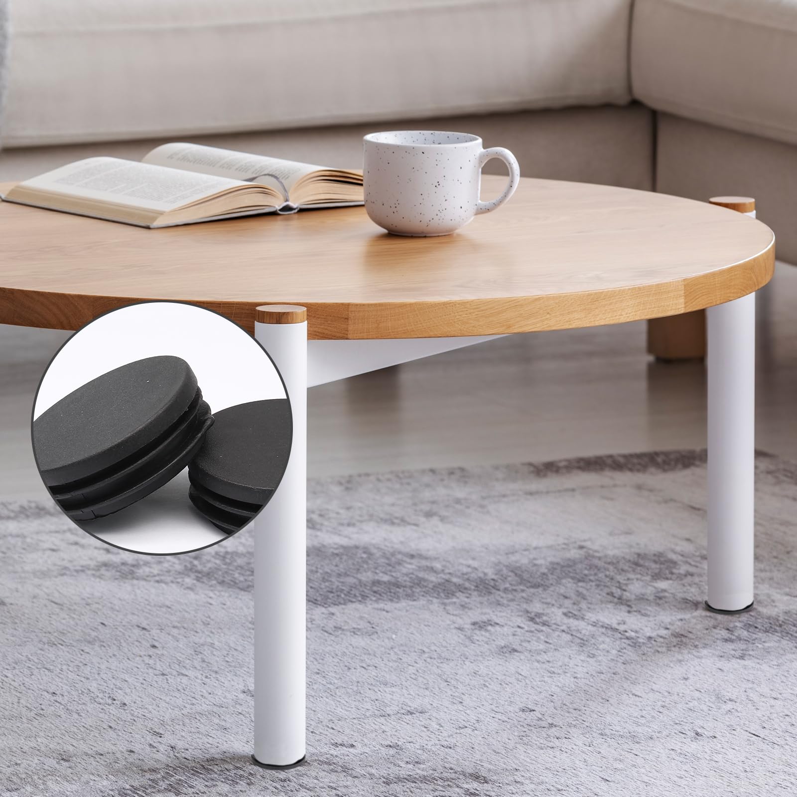 Hordion Lot De 8 Bouchons Ronds En Plastique Noir De 4,5 Cm Pour