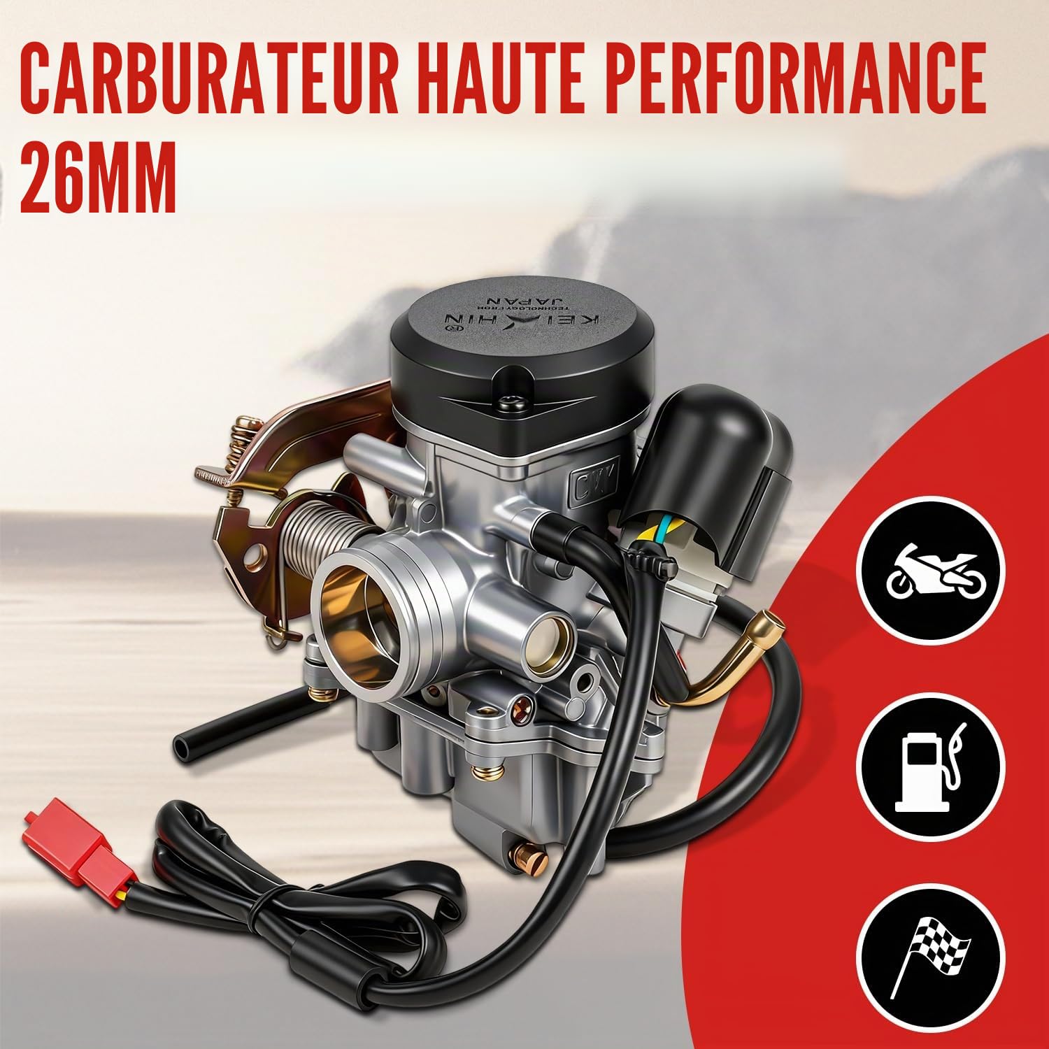 Carburateur Moto GY6 150 cc-250 cc,Carburateur de Moto 26mm