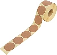 Vista 3 de Camp Galaxy Calcomanías de papel kraft marrón natural de 2 pulgadas (600 por rollo), calcomanías redondas en blanco para propietarios de tiendas