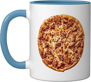 BBQ Chicken Pizza Ceramic Mug, Blue/White