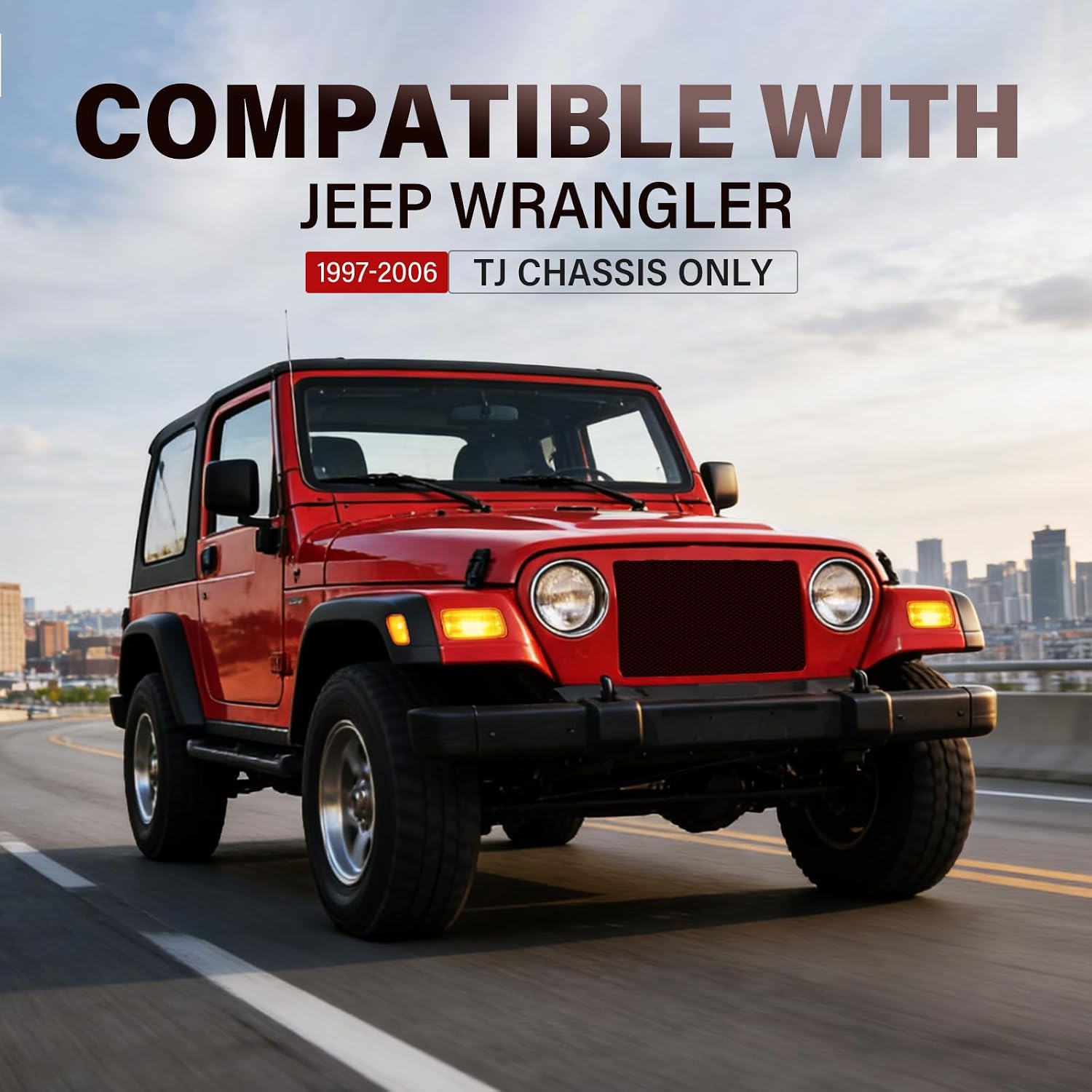 ALMULOO Side Marker lights Turn Signal lights 4Pcs Compatible with 1997-2006 Jeep Wrangler TJ Chassis Only Smoke Lens Front Bumper Fender Side Light Left & Right Replacement for 55156489AB 55157033AA
